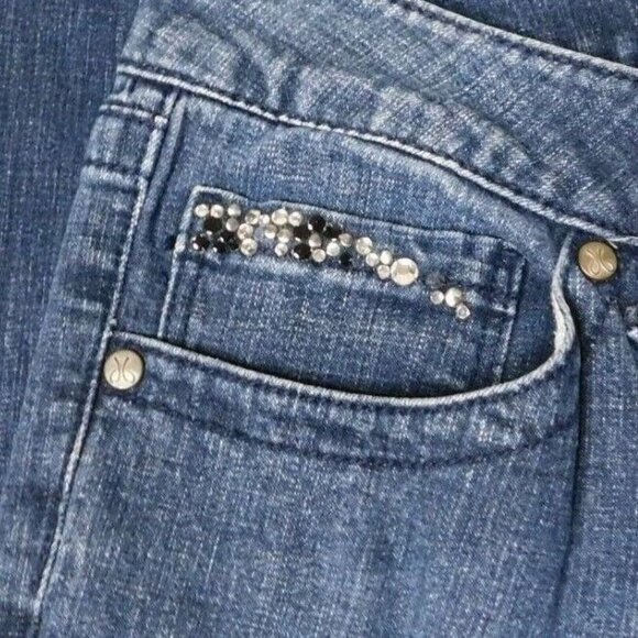 db Premium Womens Boot Cut Jeans Size 8 Rhinestone Embellished Stone Wash Denim - Picture 8 of 8